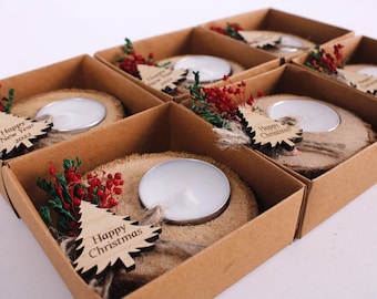 Christmas Personalized Candle Favors, Christmas Gifts, Christmas Rustic Favors, Happy New Year, Happy Holiday, Thanksgiving Custom Favors