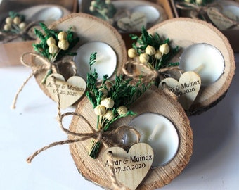 Handmade Wedding Party Favors for Guests, Rustic Wedding Favors Bulk, Candle Favors, Tealight Holders, Personalized Wedding Thank You Favors