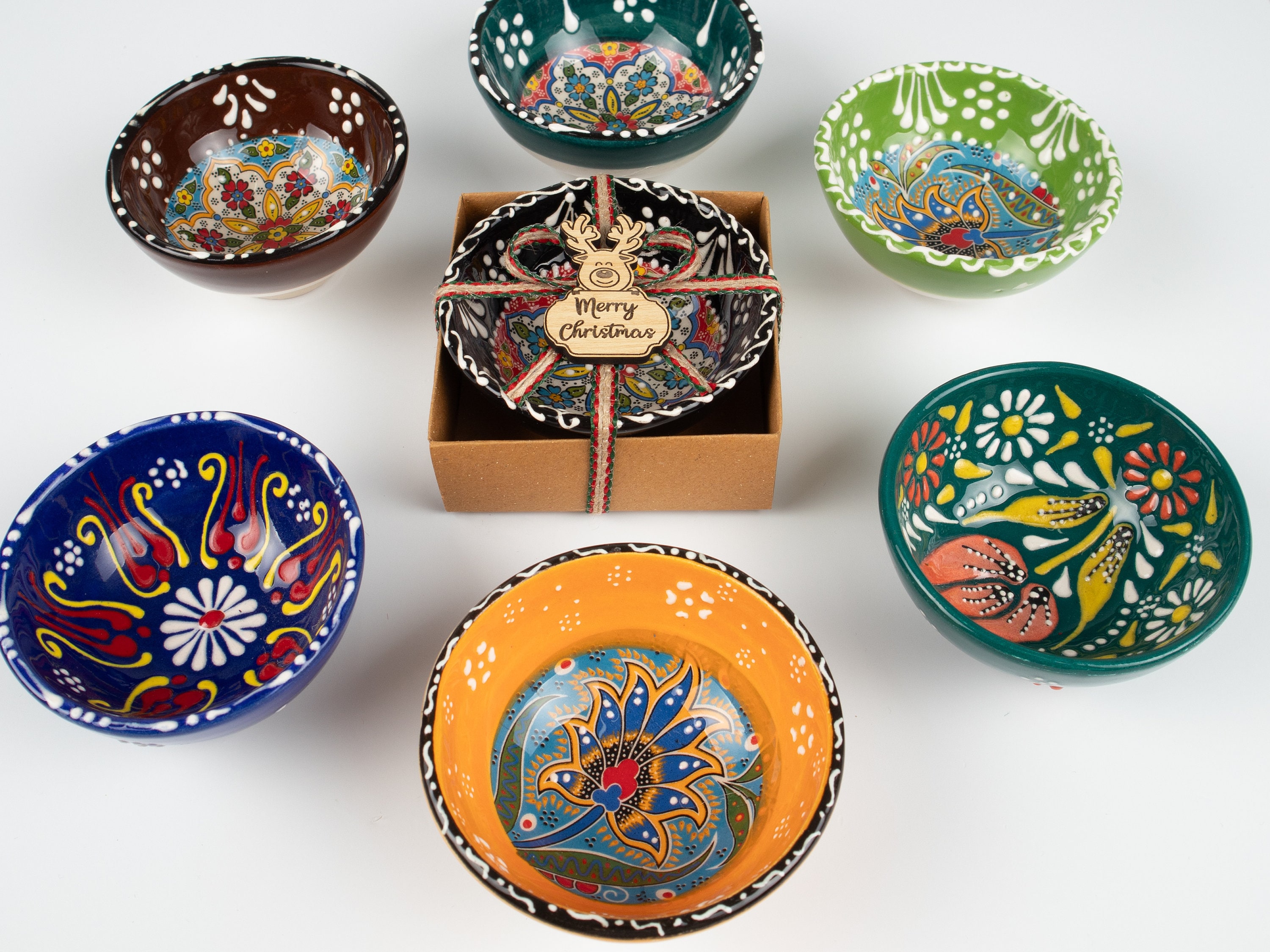Personalized Christmas Gifts Turkish Cini Bowl, Bohemian Favors, Coworker Happy Holiday Favors, New Year Noel Xmas Gifts, Merry Christmas