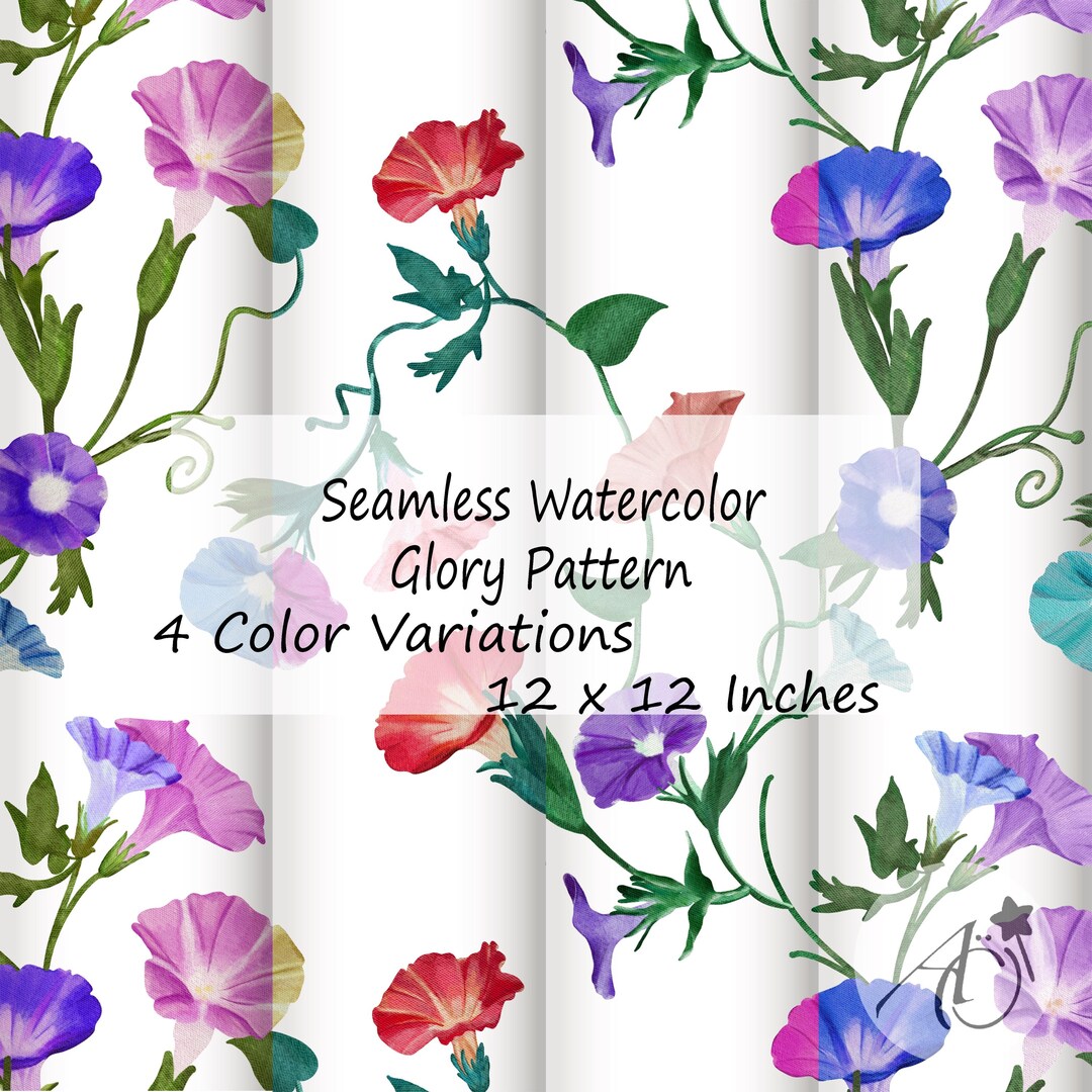 Seamless Watercolor Morning Glory Pattern - Etsy