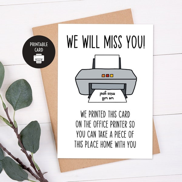 Printable Going Away Card for Coworker or Boss, Funny Going Away Gift, Printable Card, 5x7 Card with Printable Envelope, Digital Download