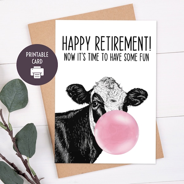 Funny Retirement Card, 5x7 Printable Card with Printable Envelope, Digital Download Greeting Card for Coworker, Boss, Friend