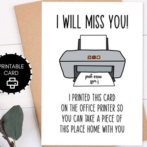 Printable Going Away Card for Coworker, Funny Goodbye Gift, Printable Card, 5x7 Card with Printable Envelope, Digital Download