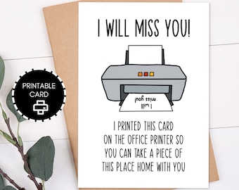 Tarjeta de despedida imprimible para compañero de trabajo, regalo de despedida divertido, tarjeta imprimible, tarjeta 5x7 con sobre imprimible, descarga digital