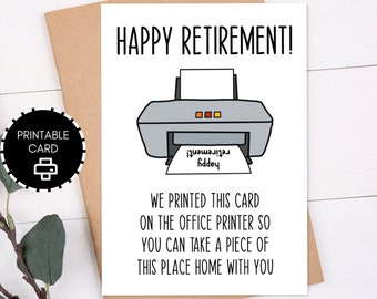 Printable Retirement Card, Funny Retirement Gift, Printable Card, 5x7 Card with Printable Envelope, Digital Download Greeting Card