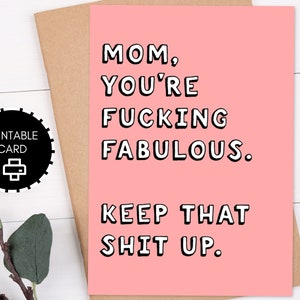 Tarjeta divertida del Día de la Madre, Tarjeta imprimible para mamá, Tarjeta 5x7 con sobre imprimible, Tarjeta de felicitación de descarga digital