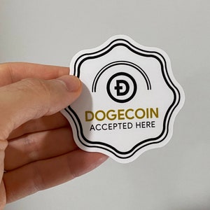Dogecoin (DOGE) Aufkleber // 3x7" Vinyl // ideal für Unternehmen // Kryptowährungsaufkleber // entworfen, um mit unseren anderen Kryptoaufklebern zu funktionieren