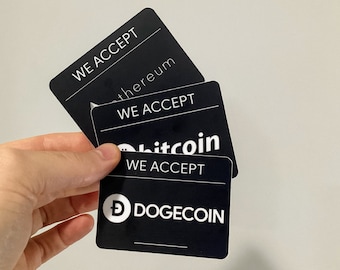 Paquete de 3 pegatinas de criptomonedas: Bitcoin, Ethereum y Dogecoin