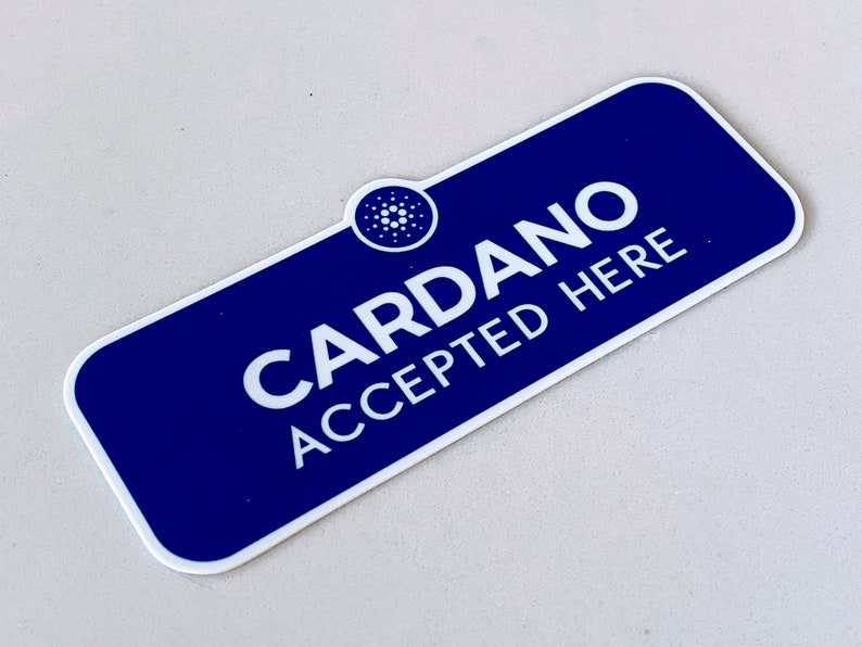 Cardano Accepted Here Sticker, Blue Vinyl (5x2