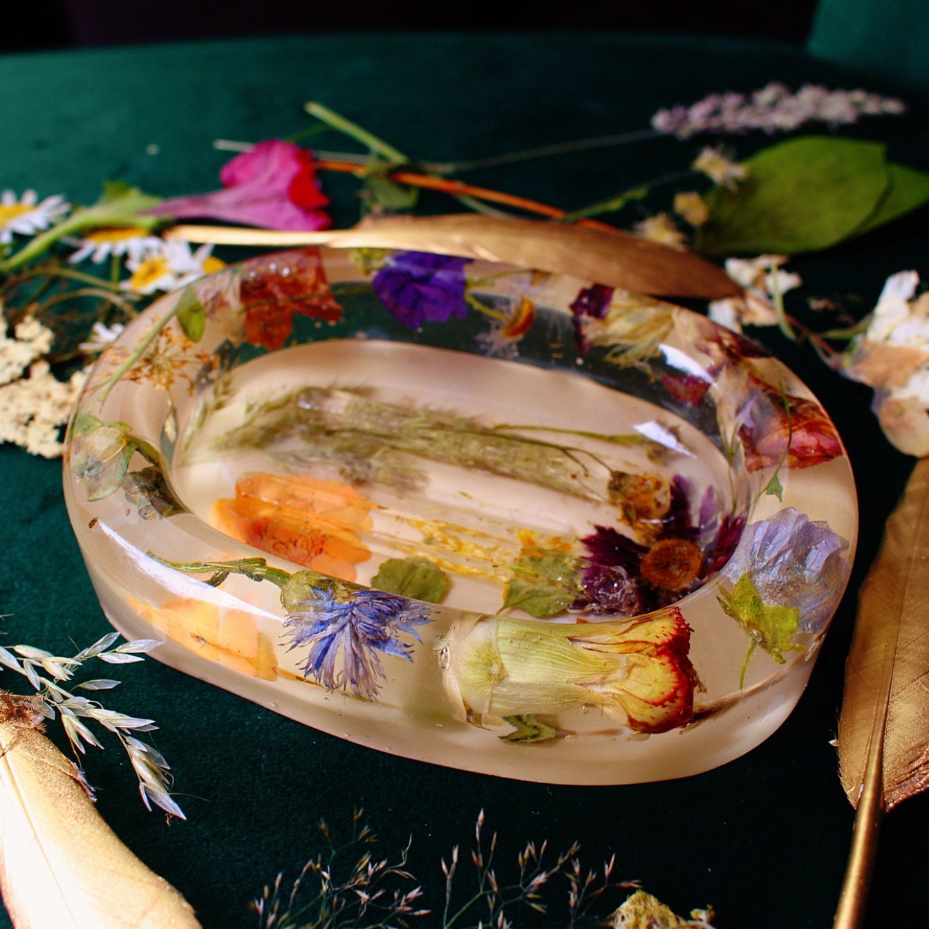 Epoxy resin Soap dish BWare Resin soap tray with real flowers Etsy