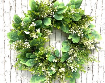 Everyday mixed greenery wreath, everyday wreath, greenery wreath, everyday decor, everyday door hanger, mixed greenery door hanger