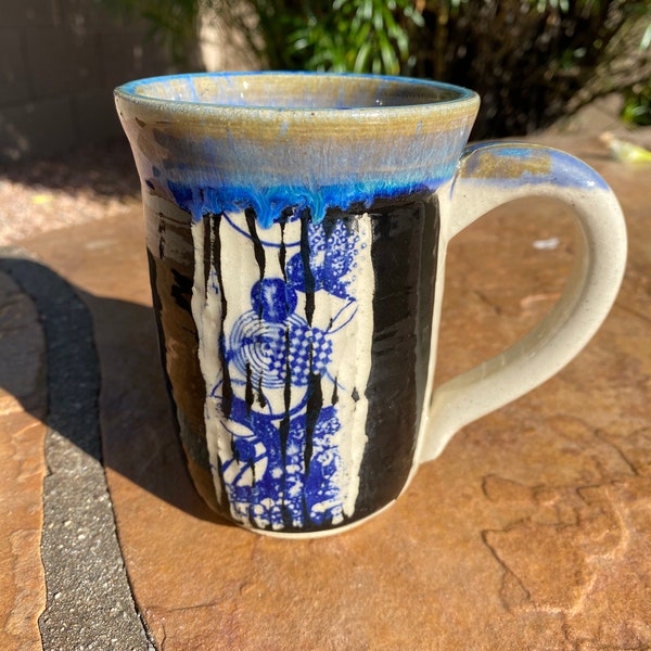 Sgraffito Mug with Underglaze Transfers