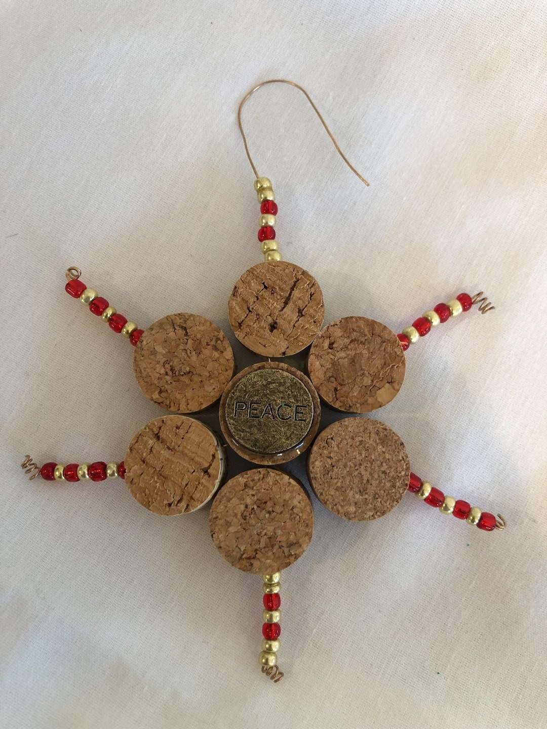 Beaded Wine Cork Snowflake Ornaments Etsy