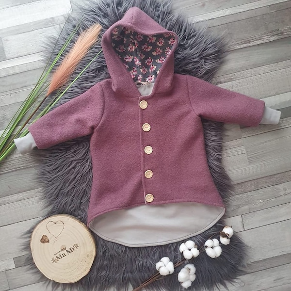 Wollwalk Mantel Kinder, Walkjacke Kinder, Übergangsjacke, Baby, Kinderjacke, Wolljacke