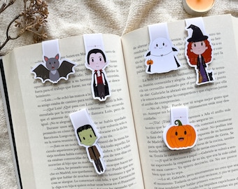 Halloween Magnetic Bookmark - Witch, Pumpkin, Ghost, Vampire, Bat