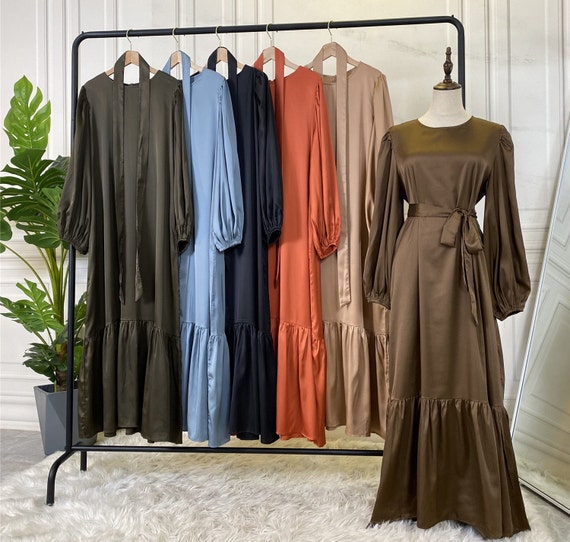 Amara Elegant Satin Dress Aryah Collection | Etsy Canada