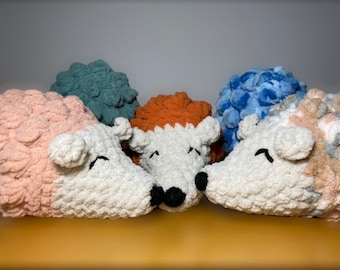 Large Crochet Hedgehog Plush • Handmade Soft Toy • Cuddly Animal Gift • CE/UKCA Certified • Patterned & Solid Colours Available
