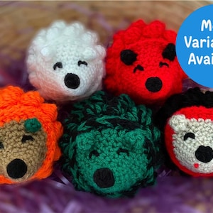 Crochet Halloween Hedgehog • Spooky Plush Keyring • Handmade Autumn Decoration • CE/UKCA Certified Toy • Pumpkin Ghost Devil Gift immagine 1