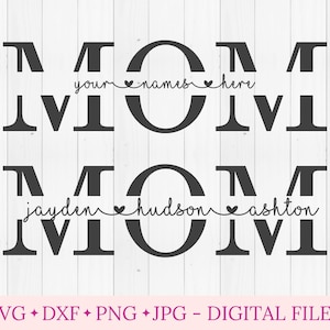 MOM svg für Cricut, Silhouette geschnitten Datei, svg Schneidedatei, erste Muttertag svg, Mama Split Monogramm svg, benutzerdefinierte svg für Shirt für Mama