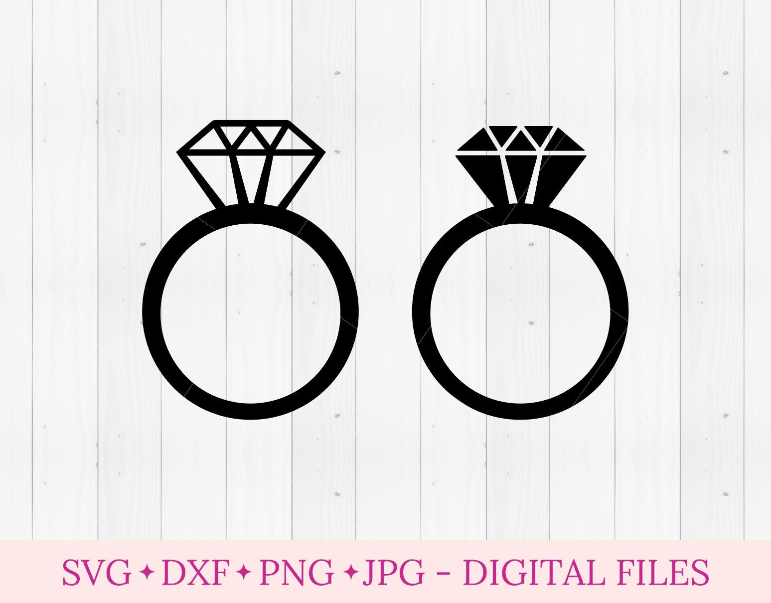 Wedding Rings with Diamond Overlapping Clipart Digital Download SVG PNG JPG  PDF Cut Files
