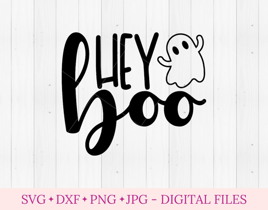 Hey boo ghost svg for cricut wavy text letters svg cute halloween