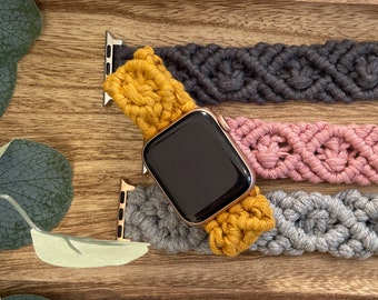 Macrame Apple Watch Band 38/40mm or 42/44 mm, Handmade Apple Watch Band, Boho Apple Watch Band, One Piece Apple Watch Band