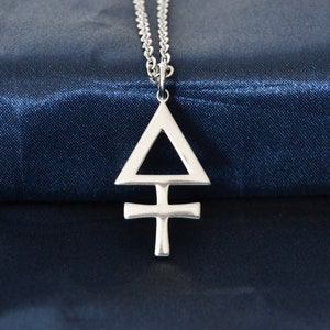 Collana Uomo Con Ciondolo In Acciaio Inossidabile - Simbolo Dello Zolfo Dei Filosofi, Amuleto Talismano Alchemico