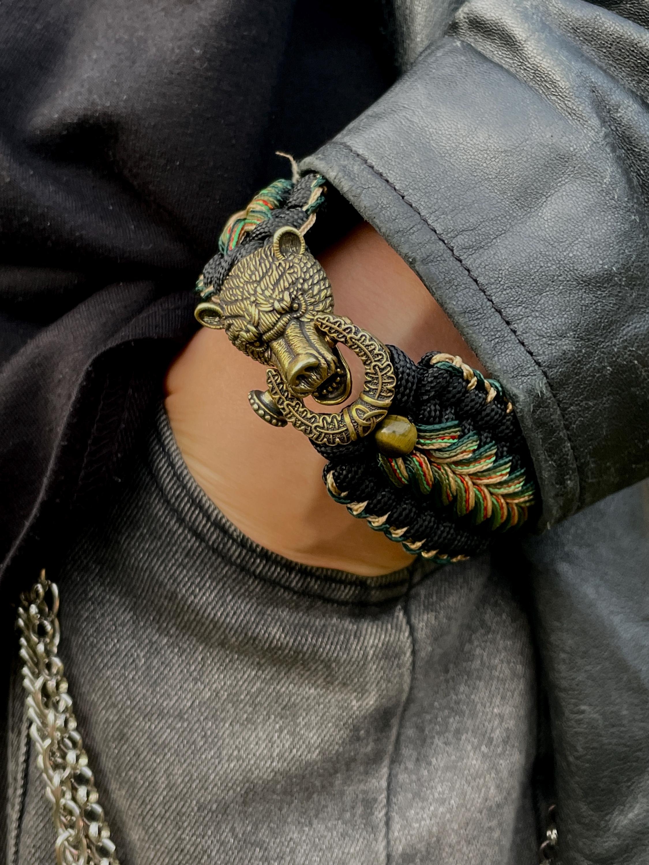 Bracelet Paracorde Tressé Main Avec Fermoir Tête D'Aigle Et Hibou