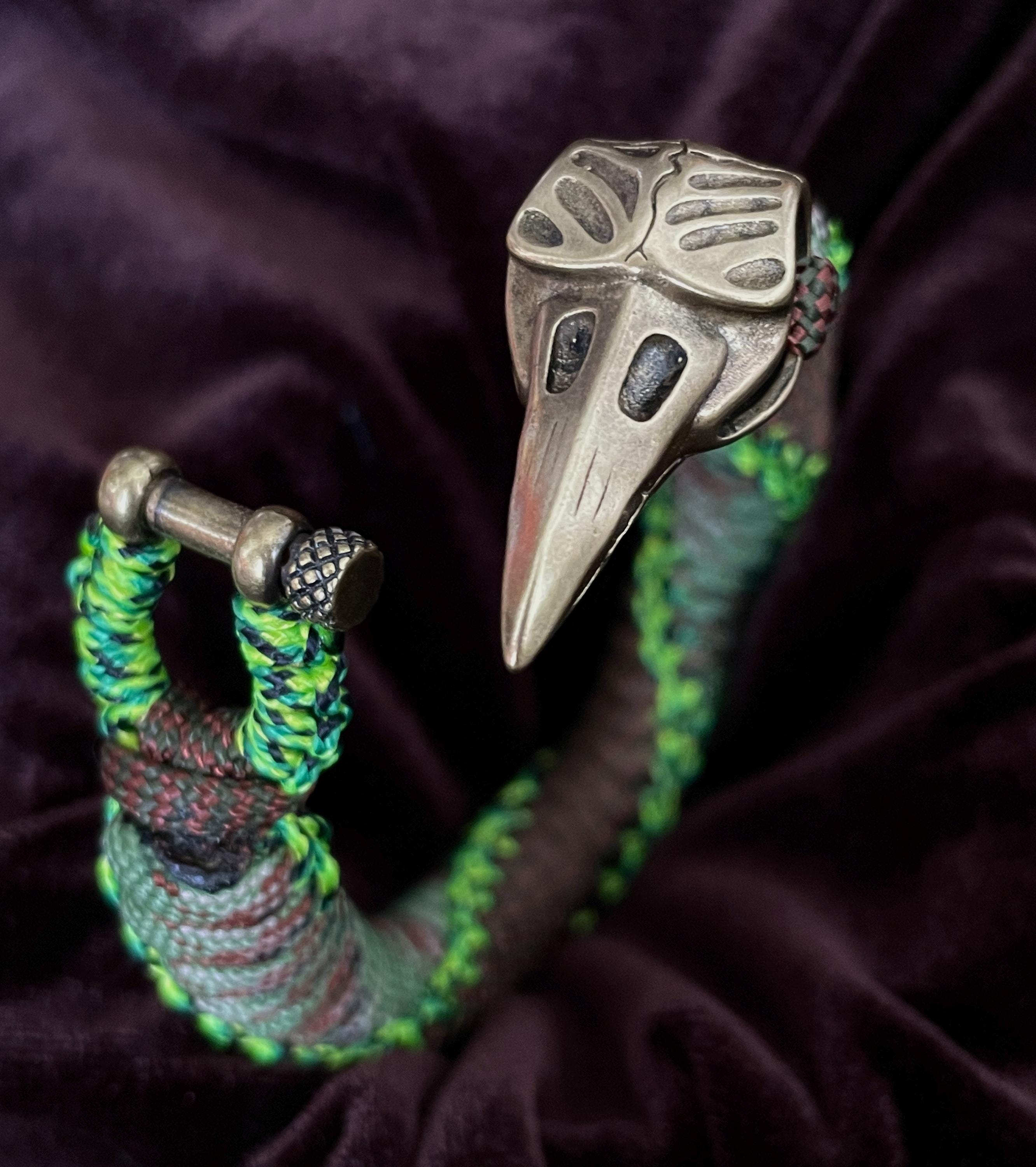 Bracelet Paracorde Bleu Vert Armée – Tissu Nylon Cousu Avec Crâne D'Oiseau Argenté, Fermoir Manille