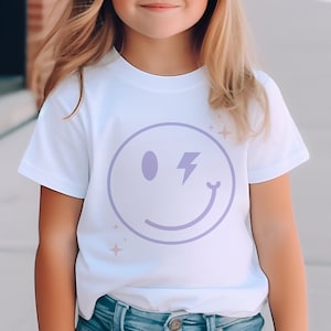 Youth Smiley Face T-Shirt | Trendy Graphic Tee for Kids | Cute Retro Style Shirt | Toddler to Youth Sizes | Back to School Outfit