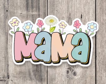 Mama sticker, Mother’s day gift, cute water bottle sticker for moms, floral laptop sticker, planner label, gift for mom