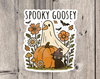 Halloween Spooky Goose Vinyl Water Bottle Sticker