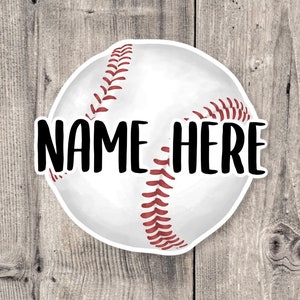 Custom baseball name sticker, personalized gift, water bottle sticker, laptop sticker, baseball player