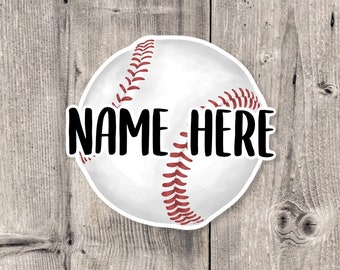Custom baseball name sticker, personalized gift, water bottle sticker, laptop sticker, baseball player