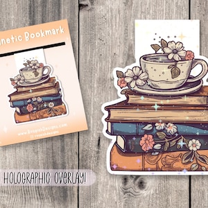 Floral books  magnetic bookmark, book lover gift, reading, bookish, cute bookmark magnet, book accessories