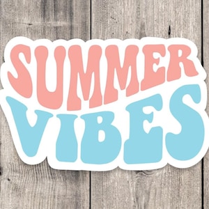 Summer vibes sticker, beach quotes, laptop sticker, summertime, beach bum, coastal stickers, retro
