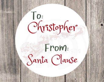 From Santa gift tag sticker, Personalized Christmas Labels, Merry Christmas Stickers, holiday gift tags, custom holiday tags