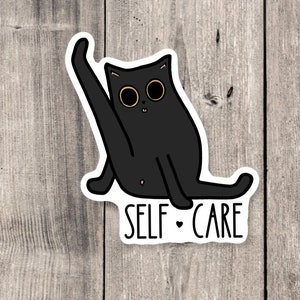 Funny cat sticker, self care sticker, animal stickers, cat licking butt, funny cat lover gift, water bottle sticker, mental health