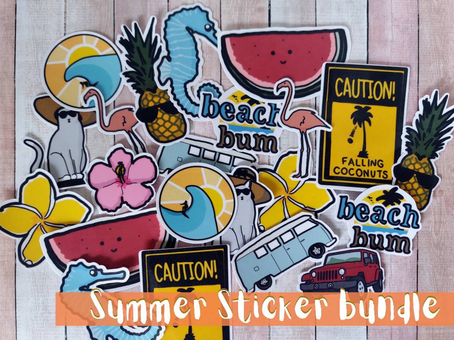 Summer sticker pack coastal stickers beach day stickers | Etsy
