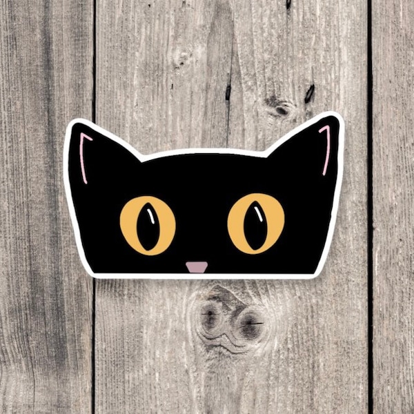 Black cat sticker, cat vinyl stickers, halloween sticker, Halloween decor, cat sticker for water bottle, cute kitty, stickers for kids