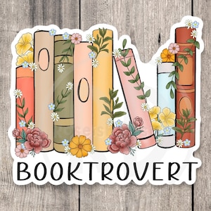 Booktrovert sticker, book worm, book nerd, water bottle sticker, reading quotes, book lover gift, cute, introvert stickers