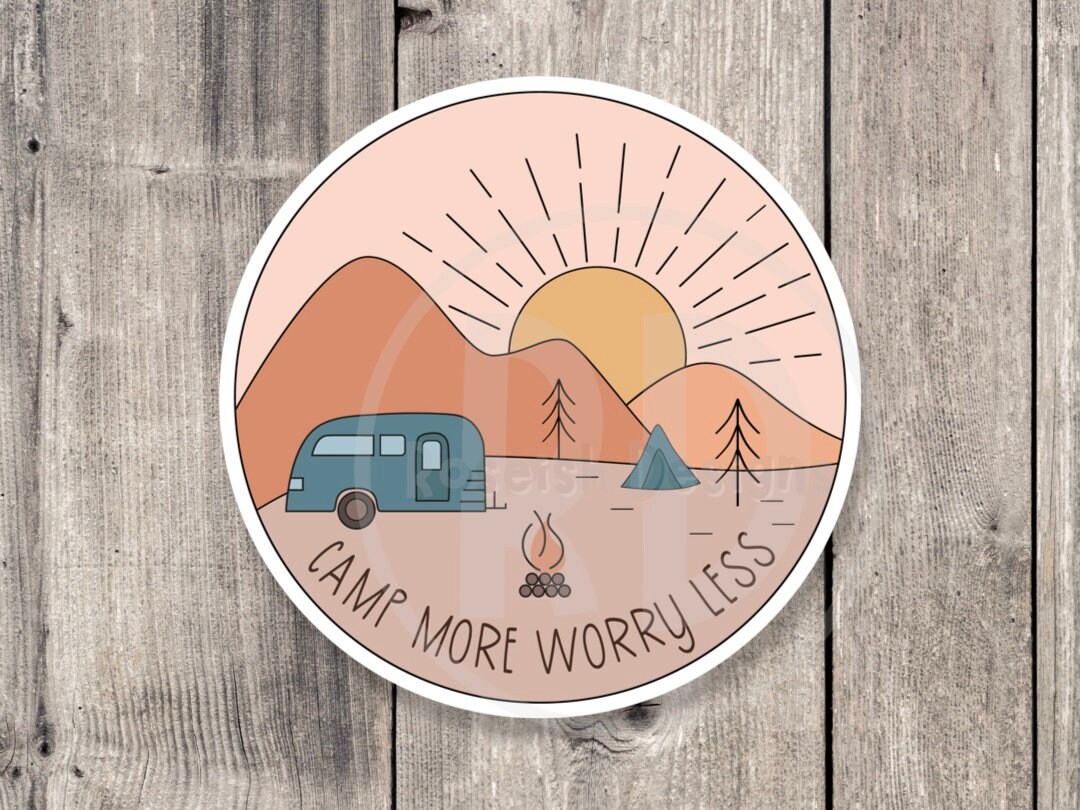 Camp More Worry Less Sticker: Outdoorsy Adventure Vinyl Decal - Etsy