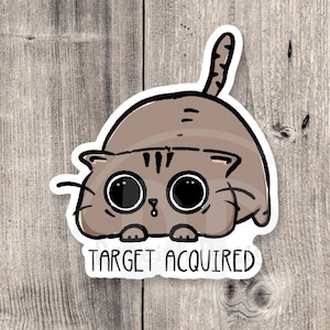 Funny Cat Sticker: Target Acquired, Laptop Decal image 1
