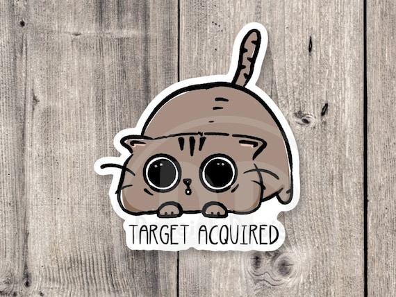 Funny Cat Sticker: Target Acquired, Laptop Decal
