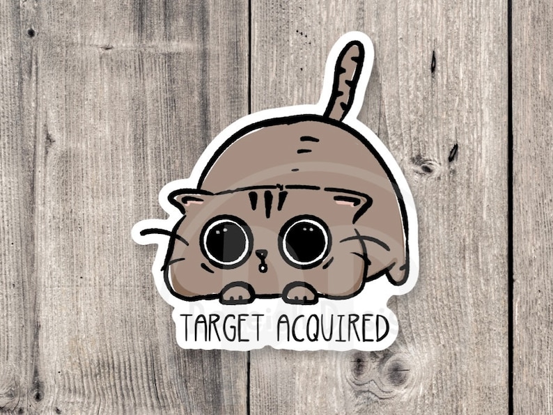 Funny Cat Sticker: Target Acquired, Laptop Decal image 1