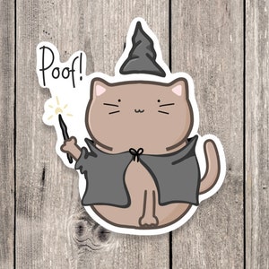 Wizard cat sticker, funny cat stickers, cat lover gift, magical cat, water bottle sticker, cute kitty, laptop sticker
