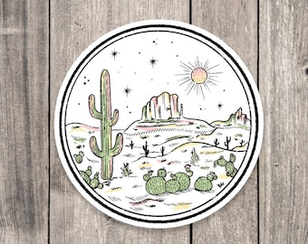 Desert Landscape Sticker: Adventure Outdoorsy Vinyl Decal