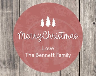 Personalized Christmas Labels, Merry Christmas Stickers, holiday gift tags, custom holiday tags