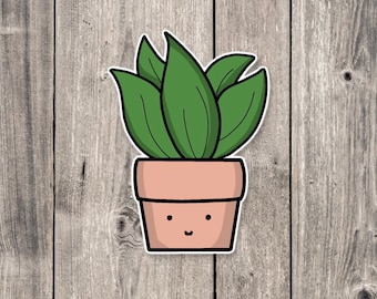 Potted Plant Sticker, Cute Succulent, Vinyl Decal