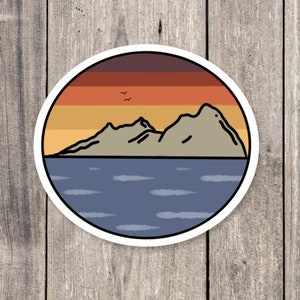 Mountains sticker, adventure sticker, nature lover gift, camping gifts, Sunset stickers, water bottle sticker